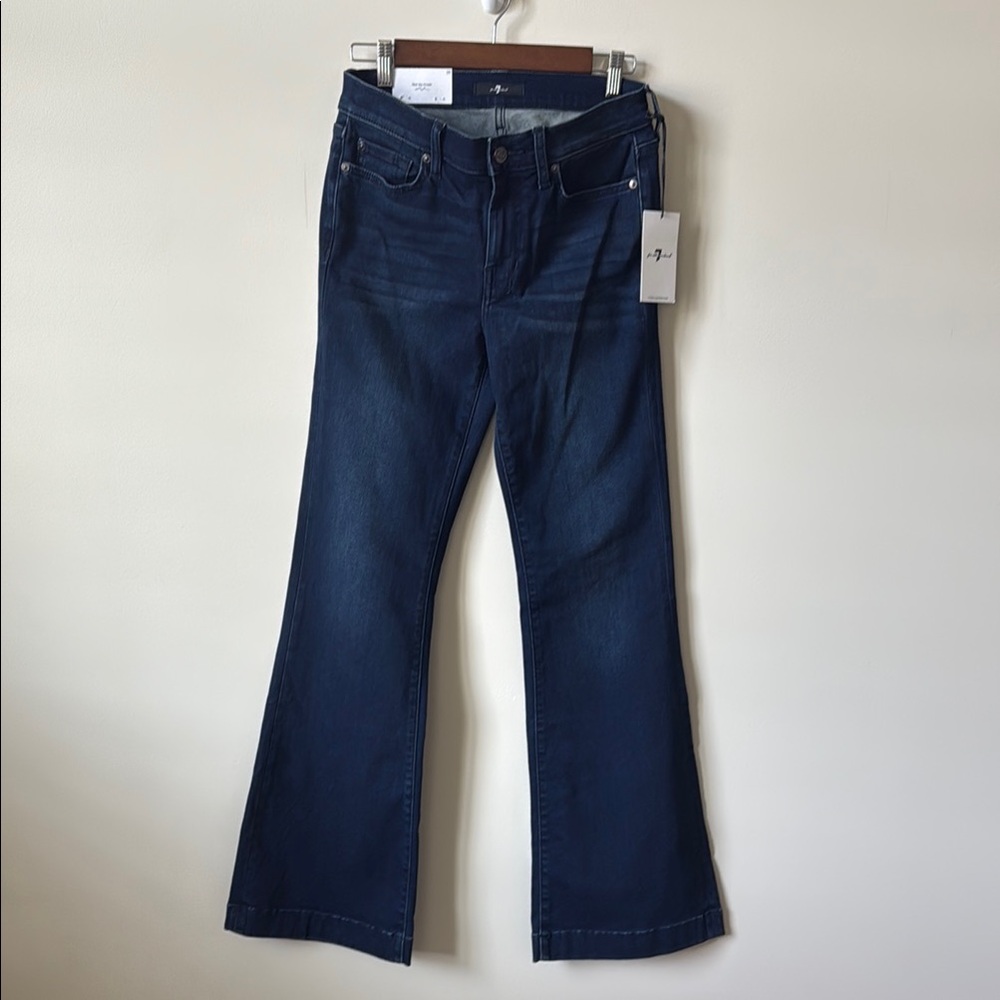 7 For All Mankind Blue Flare Wide Leg Jeans